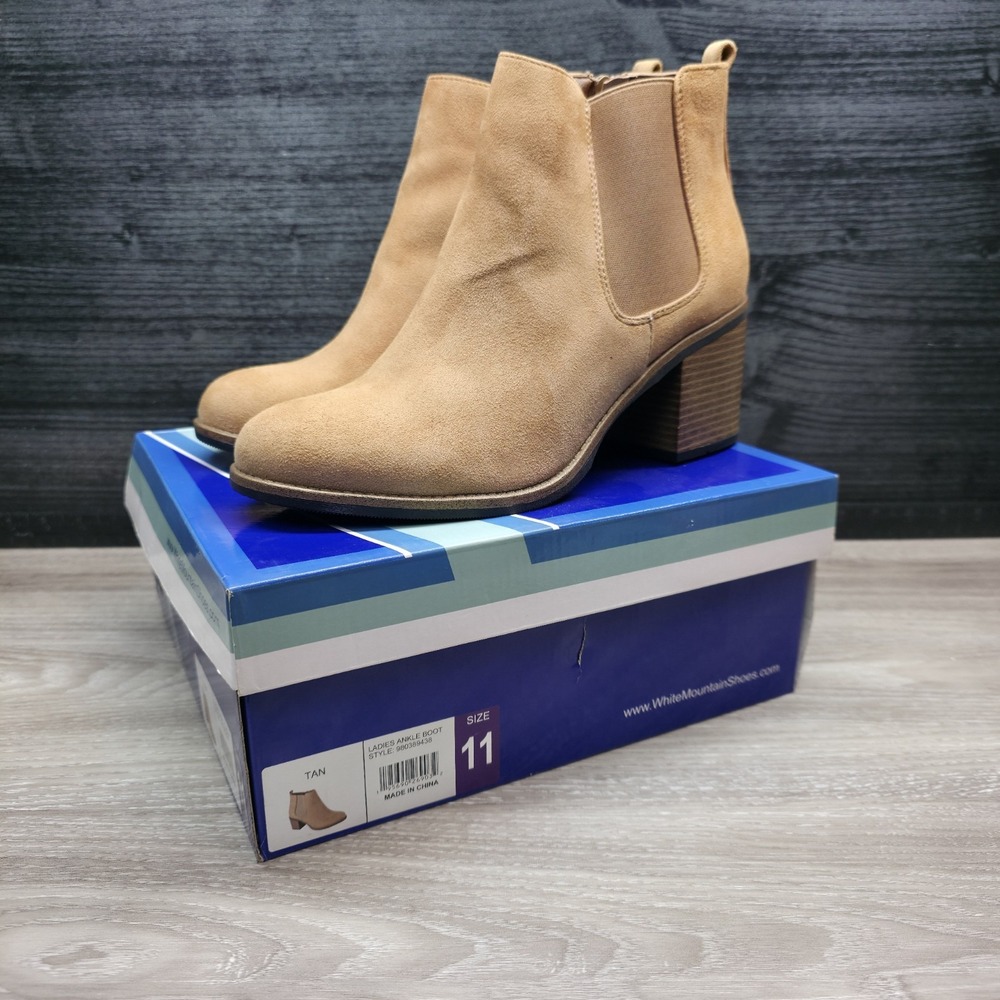 White Mountain‎ Women's Shoes 11 Ankle Boot Faux Suede Tan Size 11 - Picture 2 of 14